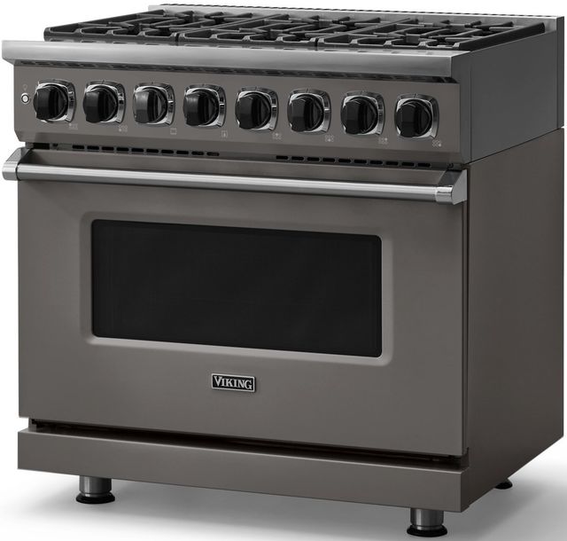 Viking® 7 Series 36" Damascus Gray Pro Style Dual Fuel Range-3