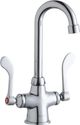 Elkay Chrome Single Hole Concealed Deck Faucet with 4" Gooseneck Spout and 4" Wristblade Handles-0