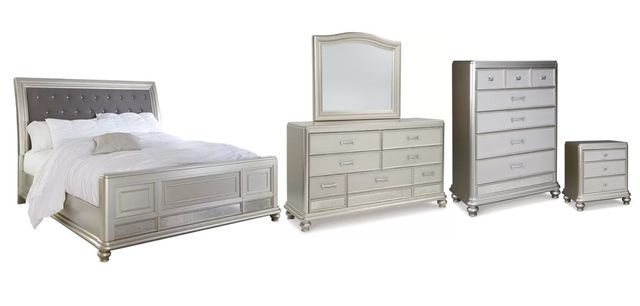 Signature Design by Ashley® Coralayne 5-Piece Silver King Sleigh Bed Set-0