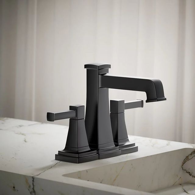 KOHLER® Riff® Matte Black Centerset Bathroom Sink Faucet-3