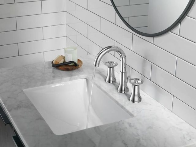Delta Trinsic® Chrome 8" 2-Handle Wheel Widespread Bathroom Faucet-1