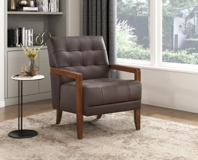 Homelegance® Crafton Dark Brown/Walnut Accent Chair-1