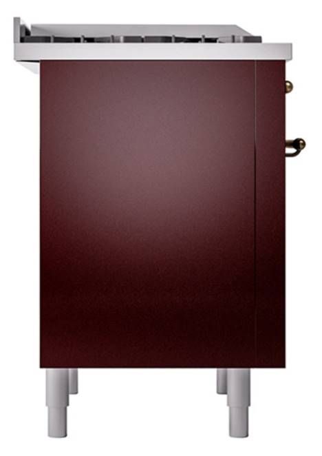 Ilve® Nostalgie II Noblesse 36'' Burgundy Pro Style Dual Fuel Range with Burnished Trim-2
