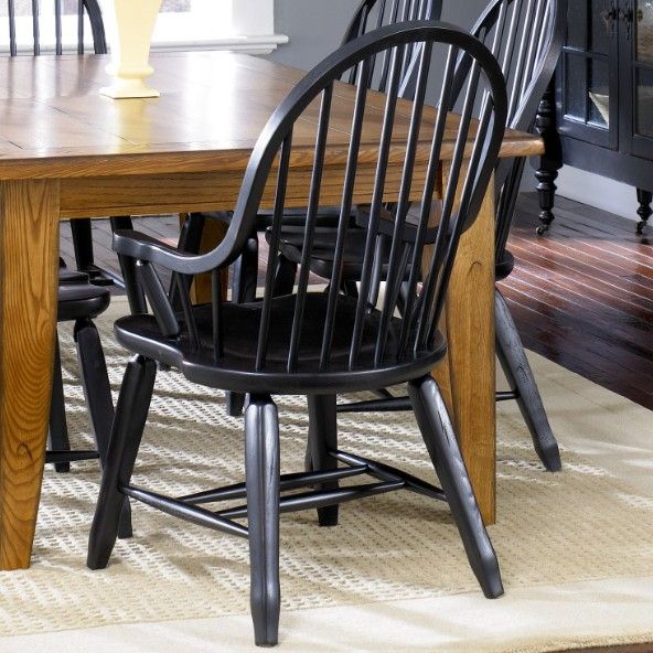 Liberty Furniture Treasures Rustic Black Bow Back Arm Chair-1