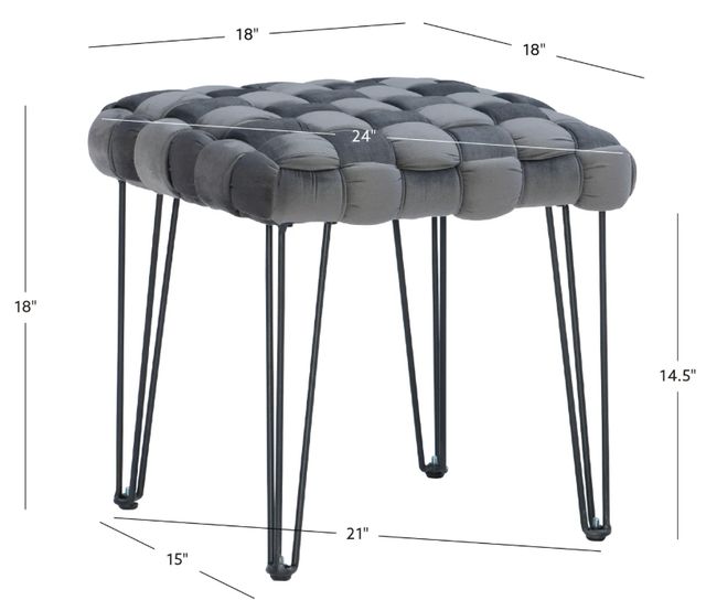 Powell® Neva Gray Square Ottoman Stool-2