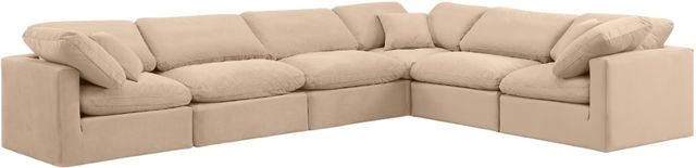Meridian Furniture Indulge 6-Piece Beige Velvet Modular Sectional-0