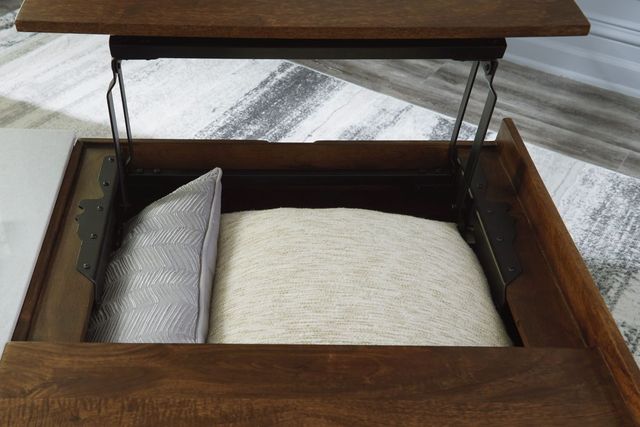 Signature Design by Ashley® Rusitori Brown Lift-Top Coffee Table with Black Metal Frames-4