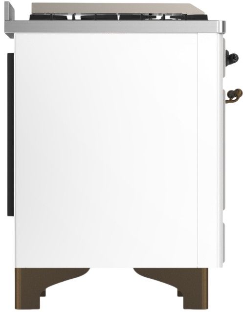Ilve® Majestic III 36'' White Pro Style Dual Fuel Natural Gas Range with Triple Glass Door and Burnished Trim-3