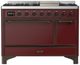 Ilve® Majestic III 48" Burgundy Pro Style Dual Fuel Liquid Propane Range with Solid Door and Burnished Trim-0