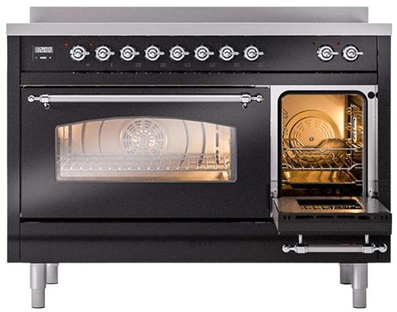 Ilve® Nostalgie II Series 48" Glossy Black Pro Style Induction Range-2