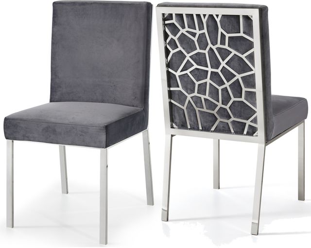 Meridian Furniture Opal Gray/Chrome Velvet Dining Chair-3