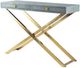 A & B Home Margo Gray Leather Top Console Table with Gold Legs-0