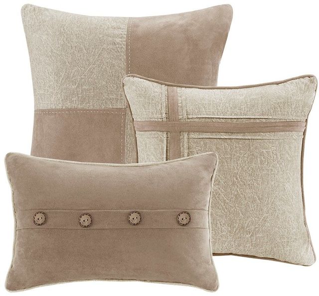 Olliix by Madison Park Boone 7 Piece Tan King Faux Suede Comforter Set-2