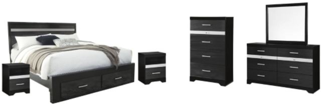Signature Design by Ashley® Starberry 6-Piece Black King Storage Panel Bed Set-0