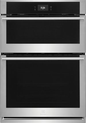 Front view of the Electrolux 30" Stainless Steel Oven/Micro Combo Electric Wall Oven