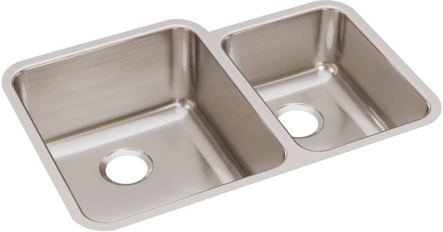 Elkay Lustertone® Classic Lustrous Satin 30-3/4" x 21" x 9-7/8" Offset 60/40 Double Bowl Undermount Sink-0