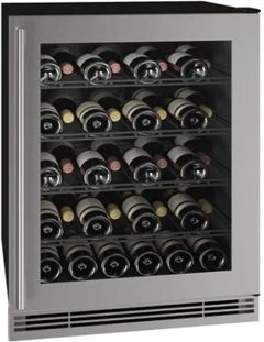 U-Line® 1 Class 24" Stainless Steel Glass Door Wine Refrigerator