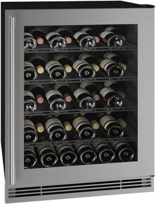 U-Line® 1 Class 24" Stainless Steel Glass Door Wine Refrigerator-0