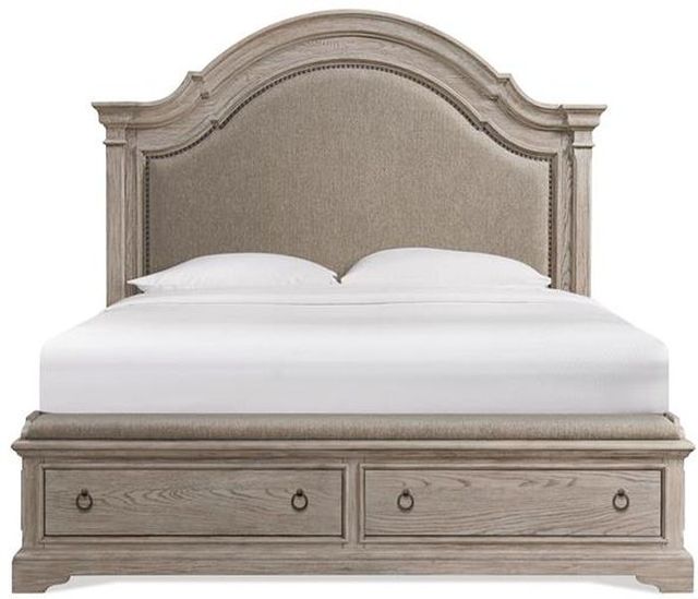Riverside Furniture Anniston Cashmere King Panel Storage Bed-0