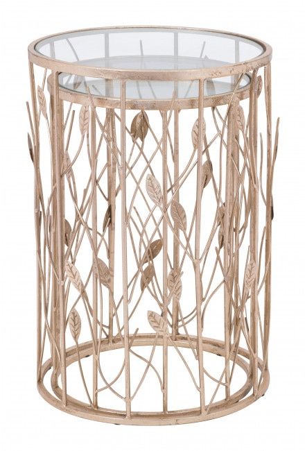 Zuo® Sage 2-Piece Glass Top Side Tables with Gold Framework-2