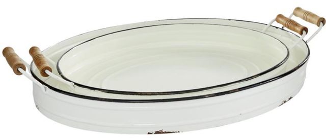 Deco Marche 2-Piece White Tray with Handles Set-1