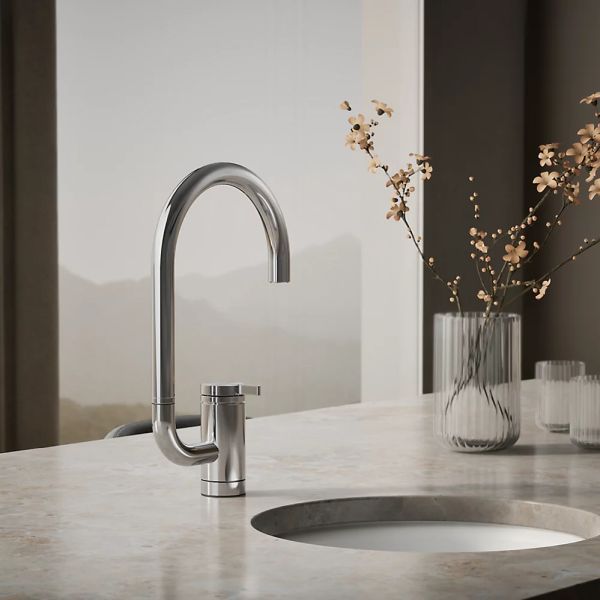 KOHLER® Components® Polished Chrome Single-Handle Bar Sink Faucet with 2-Function Extended-Reach Spout-1