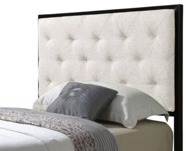 Milton Greens Stars Beige Twin Metal Platform Bed with Upholstered Headboard-1