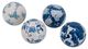 A & B Home 4-Piece Blue/White Assorted Pattern Orb Set-0