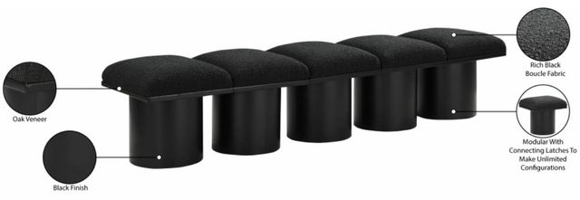 Meridian Furniture Pavilion 5-Piece Black 78" Modular Bench Set-3