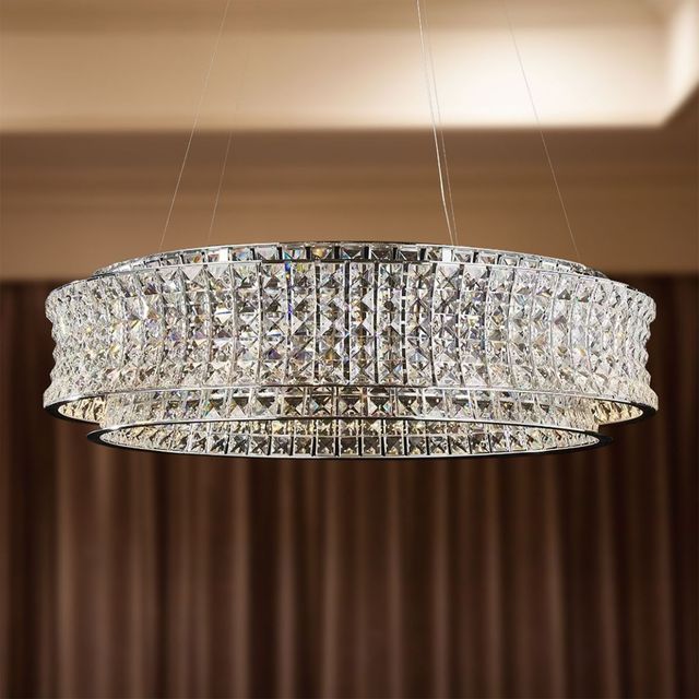 Michael Amini® Galaxy Chrome Round 32-Light LED Chandelier-1