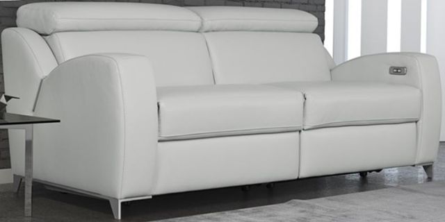 Fornirama 3441 White Power Reclining Condo Sofa with Adjustable Headrest-1