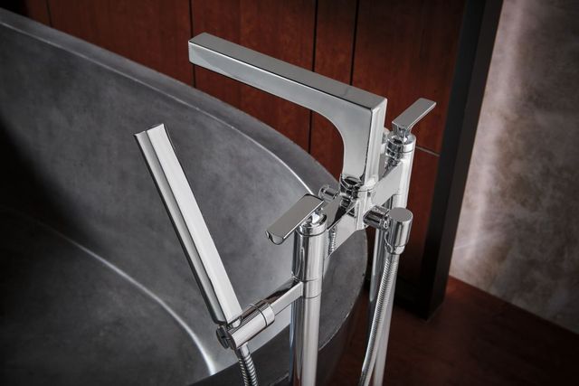 Brizo Kintsu® Polished Chrome Floor Mount Tub Filler Unions-2