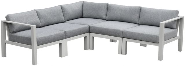 Intercon Nash 5-Piece Buff Aluminum/Fabric Outdoor Sectional Set-0