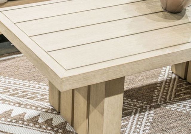 Signature Design by Ashley® Alden Peak Beige Top Wood Outdoor Dining Table with Light Gray Base-1