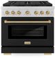 ZLINE Autograph Edition Paramount 36" Stainless Steel Pro Style Gas Range with Black Matte Door and Champagne Bronze Accents-0