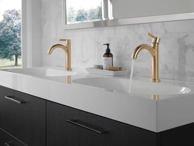 Delta Nicoli® Champagne Bronze Single Handle Bathroom Faucet with Drain-1