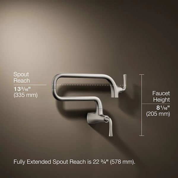 KOHLER® Graze® Vibrant Stainless Wall-Mount Pot Filler-4