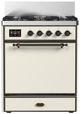 Ilve® Majestic III 30" Antique White Pro Style Dual Fuel Natural Gas Range with 5 Black Brass Burners and Burnished Trim-0