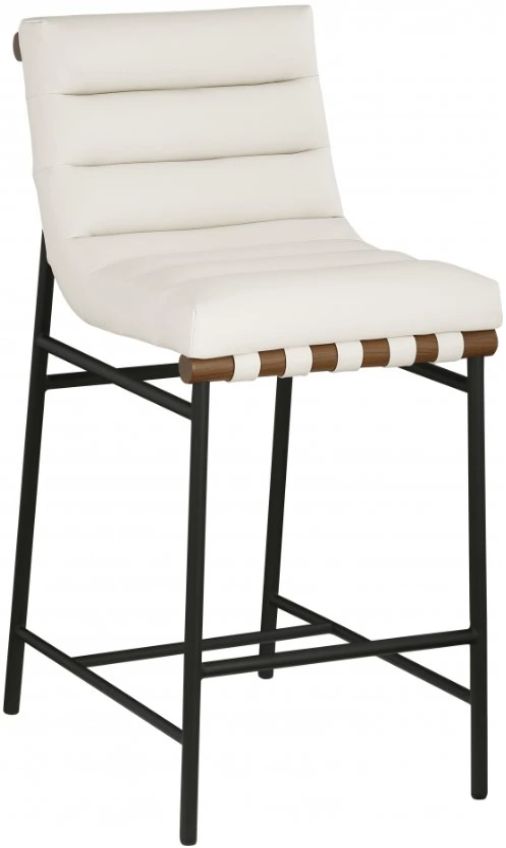 Meridian Furniture Burke Cream/Matte Black Bar Stool-0