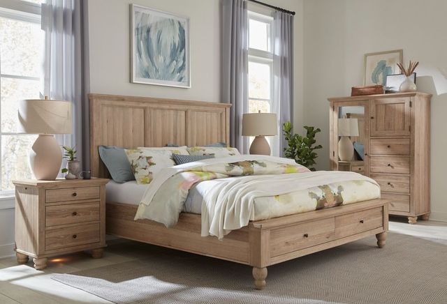 aspenhome® Cambridge Modern Khaki King Panel Storage Bed-2