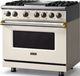 Viking® 5 Series 36" Pure White Pro Style Dual Fuel (NG) Range with Brushed Brass Trim-3