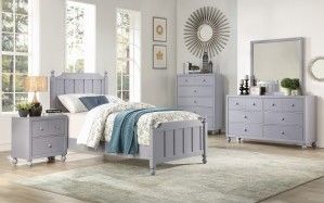 Mazin Furniture Wellsummer Gray Twin Youth Bed-2