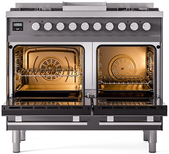 Ilve® Professional Plus II 40" Graphite Matte Pro Style Dual Fuel Range-1