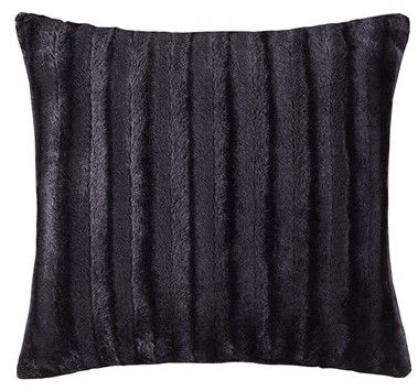 Olliix by Madison Park Duke Black 20x20" Polyester Black Long Fur Square Pillow-0