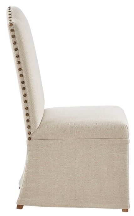 Olliix by Madison Park Foster Set of 2 Beige High Back Dining Chairs with Skirts Set-2
