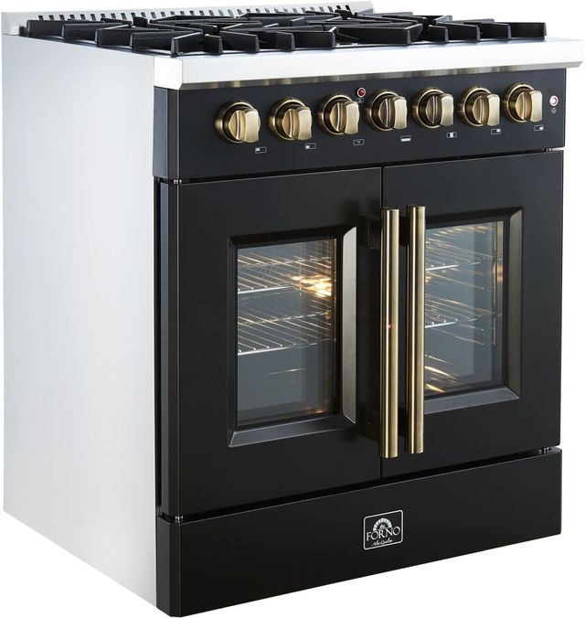 FORNO® Galiano Alta Qualita 30" Black Pro Style Dual Fuel Range -1