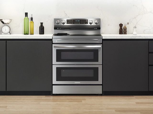 front view of a double oven electric range