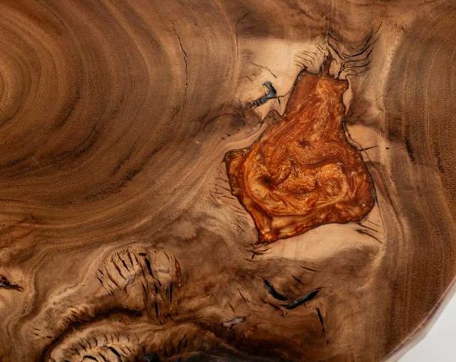 International Furniture Direct Parota Epoxy Brown Cocktail Table with Black Base-3