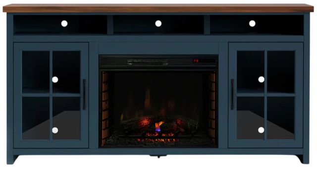 Legends Home Nantucket Blue Denim/Whiskey Fireplace Console-3
