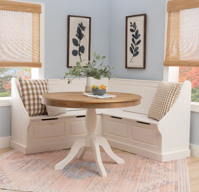 Linon Tobin 2-Piece Natural/White Corner Breakfast Nook Set-1
